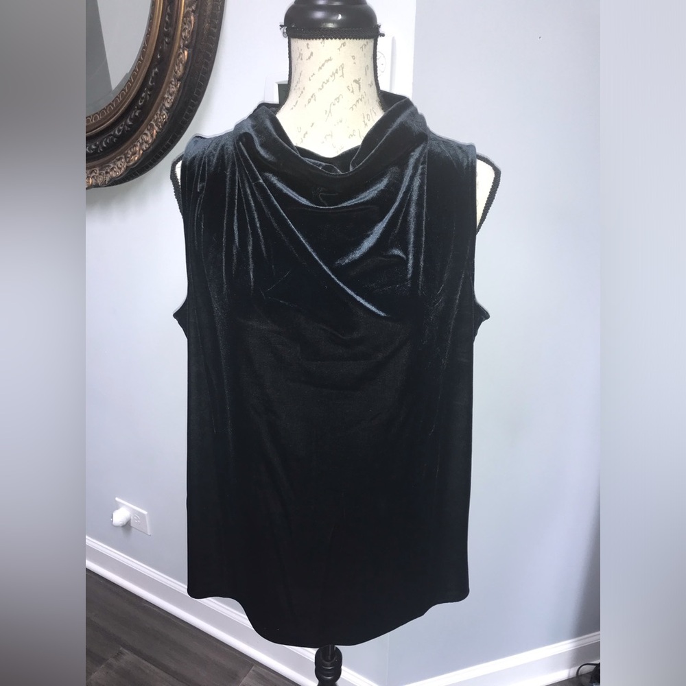 Alfani Dark Green Velvet Cowl Neck Blouse